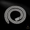 12mm H Link Chain Necklace - 22" White Gold