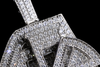 16mm SQ 3row Middle Big Diamond Necklace - 22" White Gold