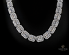 16mm SQ 3row Middle Big Diamond Necklace - 22" Rose White