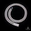 12.0mm 2row Square Necklace - 24" White Gold