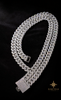 16mm 3Rows R+B Lock White Necklace - 22" White Gold