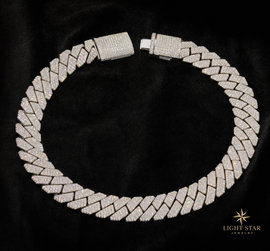 20mm Fancy Cut Inverted Diamond Chain Necklace - 22" White Gold