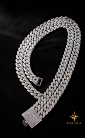 14mm 3 Middle Big Diamond Necklace - 22" White Gold