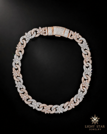 22mm 2 Row Big Diamond Necklace - 22" Rose White