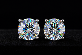 VVS Lab Moissanite Stud Earrings – Front View