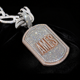 VVS1 Moissanite Custom Name Dog Tag - Two-Tone