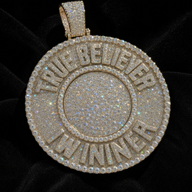 VVS1 Moissanite Custom Picture Medallion - Silver