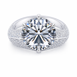 VVS1 Moissanite Crown Solitaire Ring - Silver
