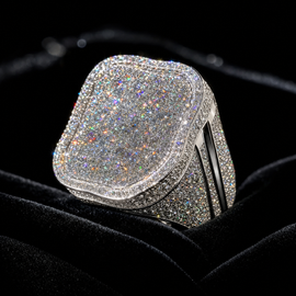 VVS1 Moissanite Signet Ring - Silver