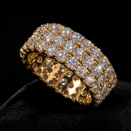 VVS1 Moissanite Iced Band Ring - Gold