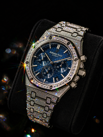 Super Clone Moissanite Royal Oak Chrono - Steel / Blue