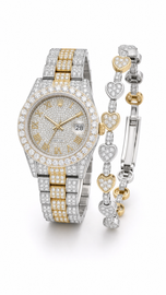 VVS1 Moissanite Women's Watch + Bracelet Set - Two-Tone