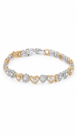 VVS1 Moissanite Two-Tone Heart Bracelet