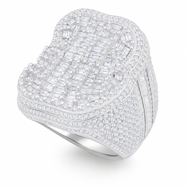 VVS1 Moissanite Iced Statement Ring - Silver