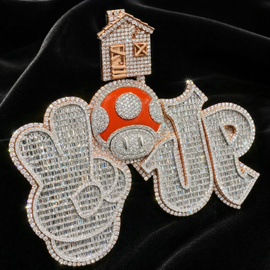 VVS1 Moissanite Custom Letter Pendant - Baguette