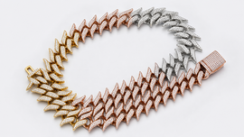 VVS1 Moissanite Spiked Cuban Chain - Two-Tone