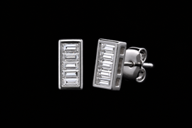 VVS1 Moissanite Square Cluster Studs - Silver