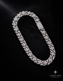 10.0mm 2row Round ARC Necklace - 16.5" White Gold