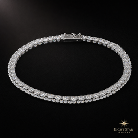 10.0mm 2row Round ARC Necklace - 18" Yellow Gold