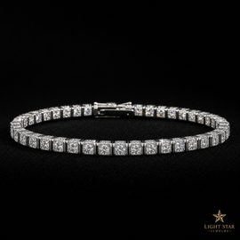 10.0mm 2row Square Necklace - 22" White Gold