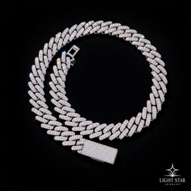 12.0mm 2row Square Necklace - 24" White Gold
