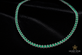 12mm 2row Round Necklace - 24" White Gold