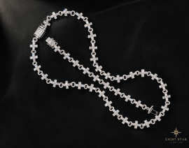 18mm 4row Necklace - 22" Rose + White