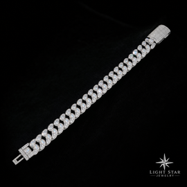 12.20mm Baguette Necklace - 22" White Gold