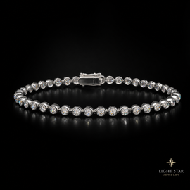 13mm SQ Middle Baguette Necklace - 20" White Gold