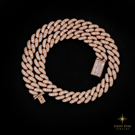 16mm SQ Middle Baguette Necklace - 24" White Gold