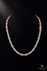 18mm Round + Baguette Necklace - 20" White Gold