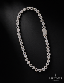 14mm Round Middle Curve Bezel Necklace - 24" White Gold