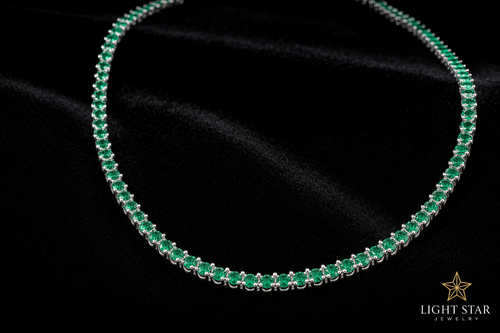16mm Round Middle Straight Bezel Necklace - 20" White Gold