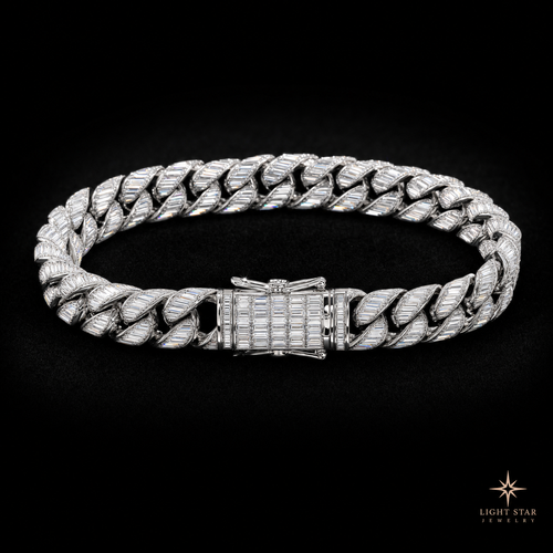 12mm Big Diamond Infinity Link Chain Necklace - 22" White Gold