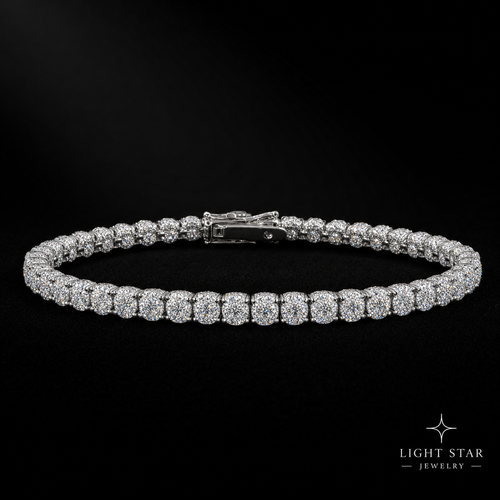16mm SQ 3row Middle Big Diamond Necklace - 22" White Gold