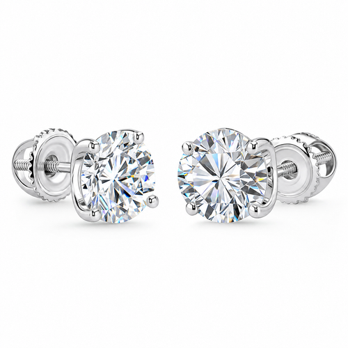 VVS1 Moissanite Screw-Back Studs 6mm - Silver