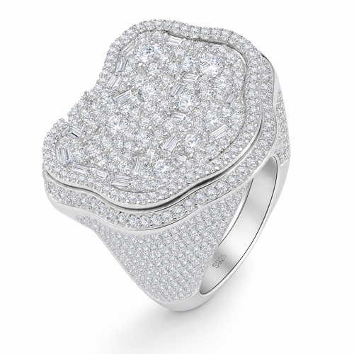 VVS1 Moissanite Heart Ring - Silver