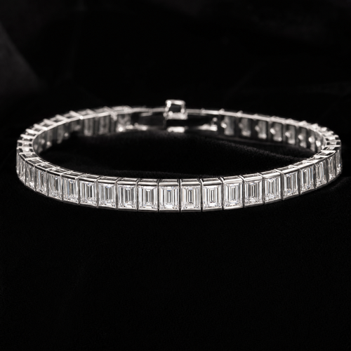 VVS1 Moissanite Baguette Bracelet - Silver