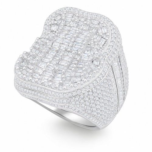 VVS1 Moissanite Iced Statement Ring - Silver
