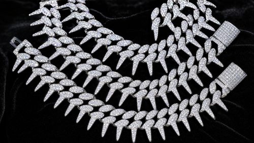 VVS1 Moissanite Spiked Cuban Chain - Silver