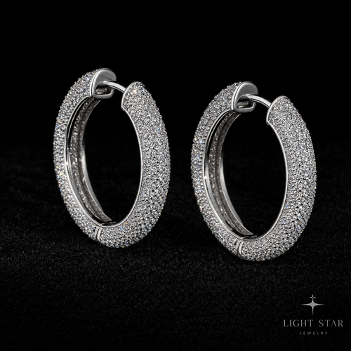VVS1 Moissanite Cluster Drop Earrings - Silver