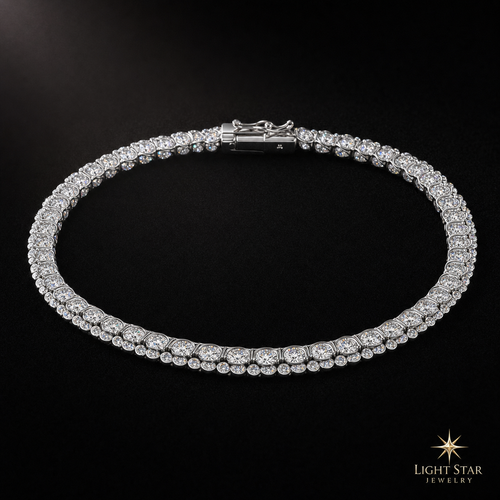10.0mm 2row Round ARC Necklace - 18" Yellow Gold
