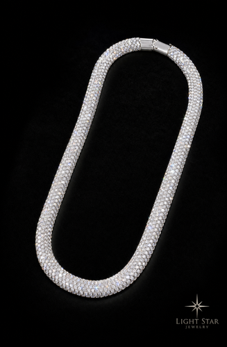 10.0mm 2row Round ARC Necklace - 22" Yellow Gold