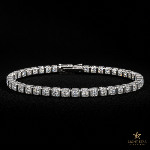 10.0mm 2row Square Necklace - 22" White Gold