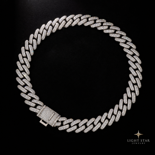 12mm 2row Round Necklace - 22" White Gold