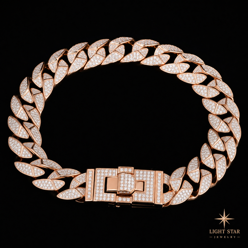 12mm 3row Curve Necklace - 24" White Gold