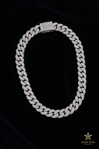 18.0mm 3row Round Necklace - 20" White Gold