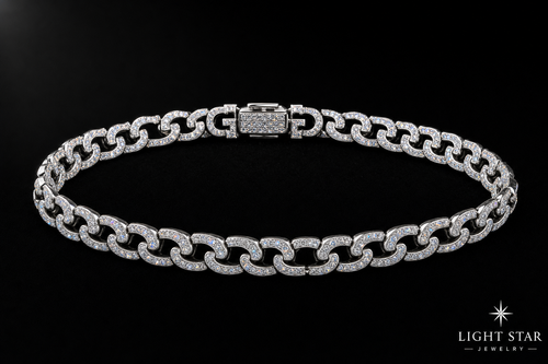 20mm Flower Chain Necklace - 20" White Gold