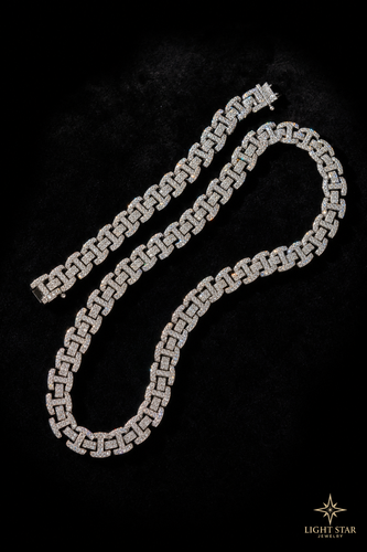 20mm Fancy Cut Diamond Necklace - 24" Rose Gold