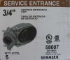 Halex 58007 Clamp-on Service Entrance Cap, 3/4" (Lot of 4)